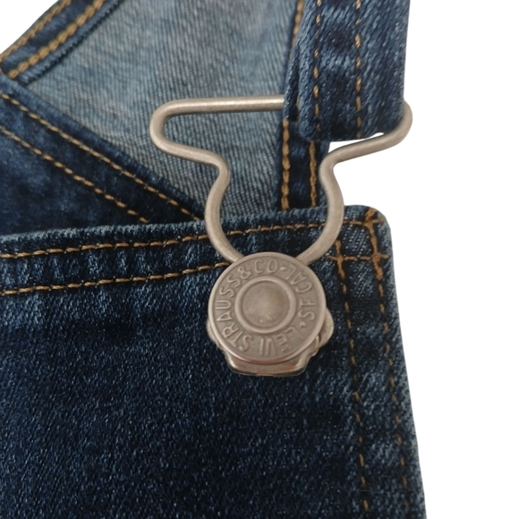Levi's Overalls Utility Bib Skinny Leg Side Zipper Stretch Dark Wash Size 24 - Picture 11 of 16
